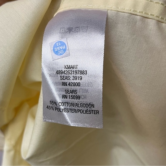 Basic Editions Men's Light Yellow Button Down Shirt. Size Large - Picture 4 of 5